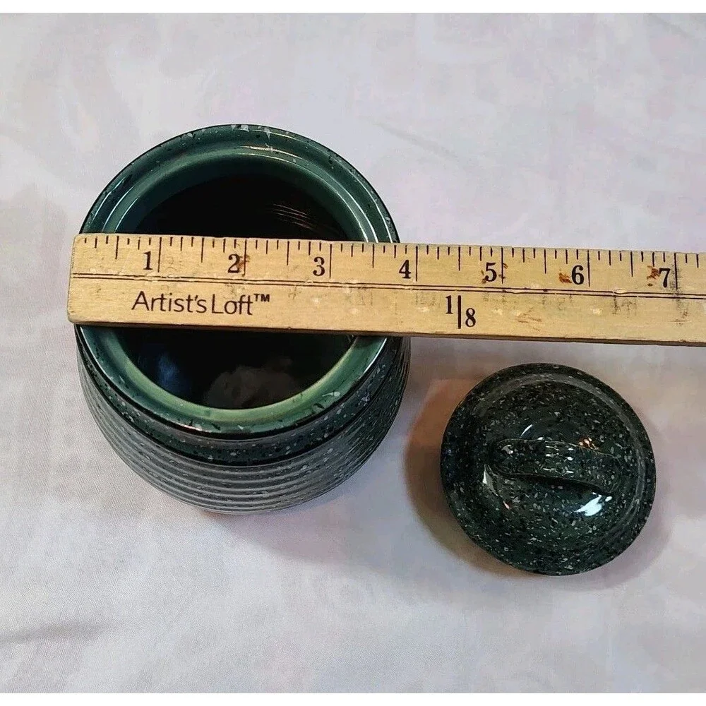 Vintage Jay Import Company Green Ceramic Canister Jar With Lid Kitchenware